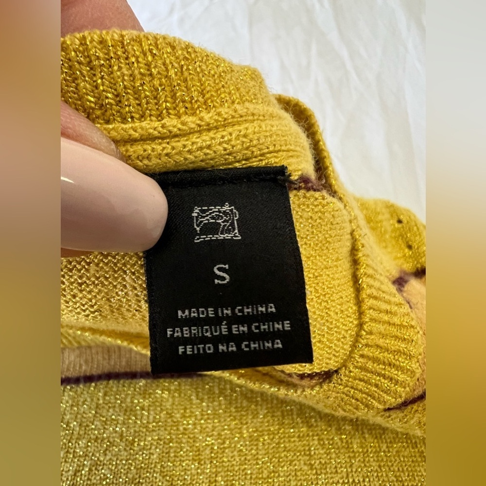 Scotch & Soda | Women’s SZ Small | Yellow Metallic Striped Long Sleeve Top - Picture 7 of 12